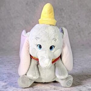 Disney Store Dumbo Plush Stuffed Elephant 15" Big Pink Ears Circus Hat Soft Toy